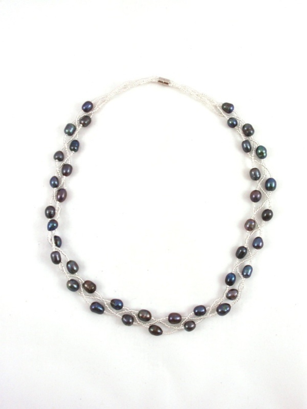 Elegant Black-Purple Freshwater Pearl Twist Necklace - Picture 3 of 5